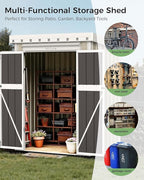 5X3 FT Metal Garden Sheds & Outdoor Storage with Sloping Roof,Lockable Door for Backyard,Patio