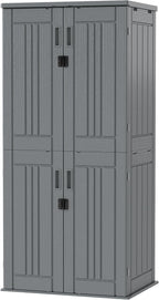 Heavy Duty Tall Storage Cabinet Outdoor Weatherproof, 28 Cuft Garage Storage Cabinet with 4 Adjustable Shelves, Lockable Kitchen Pantry Closer Organizer, 31Wx23Lx66H, Sage Grey