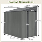 4×8 FT Outdoor Metal Storage Shed,Heavy-Duty Lean to Storage Shed with Lockable Door and Reinforced Beams,All Weather Waterproof Storage House W/2 Air Vents,for Backyard,Patio,Lawn,Gray