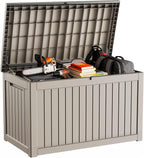 DRATO 280 Gallon Deck Box, Waterproof Resin Large Outdoor Storgae Box for Patio Furniture, Patio Cushions, Gardening Tools, Pool Supplies, Lockable