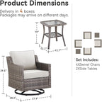 Patio Furniture Set, 6 Pieces Outdoor Wicker Rattan Sofa Couch with Swivel Rocking Chair,Side Table and Comfy Cushions, All Weather Patio Conversation Sets, Suit for Porch Deck