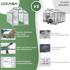 CDCASA 10x6 FT Outdoor Greenhouse, Aluminum Heavy Duty Polycarbonate Greenhouses w/Vent Window, Swing Door, Walk-in Green House for Outside, Backyard