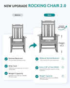 SERWALL Oversized Rocking Chair Set of 4 Outdoor, HDPE Outdoor Rocking Chair Set of 4, Space Gray