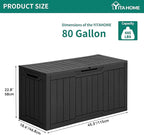 YITAHOME 80 Gallon Resin Deck Box, Weather Resistant Outdoor Storage Box, Lockable Indoor Outdoor Storage for Supplies and Essentials, Black