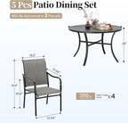 Patio Table and Chairs Set of 4, All-Weather Breathable Textilene Patio Chair with Gourd-Shaped Armrests, 42x42 Round Table with Umbrella Hole, 5 Pcs Metal Frame Patio Dining Set