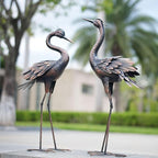 Shorayn Metal Crane Garden Statue, Garden Sculptures & Statues, Bronze Crane Ornaments Yard Art for Backyard Patio Lawn Decorations