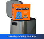 13 Gallon Recycling Trash Bags, Unscented 200 Count Drawstring Tall Kitchen Garbage Bags, Pre-Separated, Ultra Strong, Leakproof, Sturdy, Translucent Blue