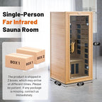 Infrared Sauna 1 Person 7 Heating Panels Hemlock Wooden Home Sauna 1350W, Dry Sauna for Home Spa Room, Time Temp Pre-Set Sauna Room, Mini Personal Far Infrared Saunas for Home