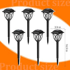 GIGALUMI Solar Lights Outdoor Waterproof, 6 Pack Flickering Flame LED Lights, Garden Decor for Yard, Patio, Landscape, Planter, Walkway, Transparent Cover