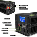 NOVOPAL 5000 Watt Pure Sine Wave Power Inverter DC 24V to AC 110V 120V Rv Inverters with 1 USB Port-16 feet Remote Control, LCD Display for Truck, Hurricane, Home
