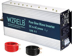 WZRELB 3000W Pure Sine Wave Inverter, Car Power Inverter 12V DC to 110V 120V AC Converter for RV, Truck, Solar, Outdoor with Dual AC Outlets, Hardwire Port, Surge 6000W, LED Display,Off-Grid
