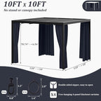 Gazebo Universal Replacement Privacy Curtain,10'×10' Gazebo Outdoor Waterproof Curtains, 4-Panels Sidewall Curtains with Double Zipper for Patio Canopy, Garden and Backyard (Curtain Only)