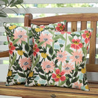 Pyonic Outdoor Pillows Cover Pack of 2 Floral Waterproof Throw Pillow Covers 20X20 inch Outdoor Pillows for Patio Furniture Garden Square Outside Waterproof Pillow
