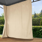 TOOLPORT Hardtop Gazebo 13x13 ft with Steel Roof - 4 Side Panels in Champagne - Approx. 3.54x3.54 in Aluminium Poles