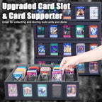 5-Row 3900+ Trading Card Storage Box for MTG, Card Deck Box with Snap-fit Design, 5 Card Sleeves, 10 Stoppers, 80 Dividers and 1 Dice Tray (Black-Grey)