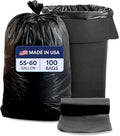 Plasticplace 55-60 Gallon Trash Bags, Heavy Duty Black Garbage Bags, 100 Count for Lawn, Yard, and Outdoor Waste Disposal, Ideal for Industrial Trash Cans, Contractors, and Home Improvement Projects