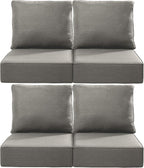 Luxury 22x24/22x25 6-Inch Outdoor Chair Cushions Set of 4 - Heavy Duty Water-Resistant Comfortable Cushion for Patio Furniture Set Dining Gliding Rocking Chairs Loveseat L-Shape Sofa - Grey