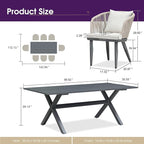PURPLE LEAF 9 Pieces Patio Dining Set Wicker Outdoor Furniture Rectangular Table and Chairs Set for Garden Deck Aluminum Frame Backyard Kitchen Set, Cushions and Pillows Included Taupe