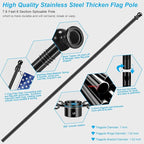 7 FT Flag Pole Kit for Outside House Porch Wall Mounted with 2-Position Bracket Holder & Rotating Metal Flagpole Ring, 1" Spinning Stainless Steel Thicken Flag Poles for 4x6 American Flag(7 FT, Black)