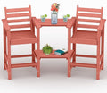 Tall Adirondack Chairs Set of 2, All Weather HDPE Poly Bar Height Balcony Adirondack Chair with Removable Double Connecting Trays, Outdoor Adirondack Barstools for Deck, Patio, Yard, Pool, Lawn