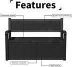 Outdoor Storage Bench - Waterproof Resin Patio Bench with Storage, All-Weather Durable Design for Garden, Deck, or Patio