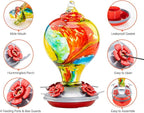 Muse Garden 32OZ Hummingbird Feeders Hanging, Blown Glass Hummingbird Feeder, Garden Backyard Decor, Carnival