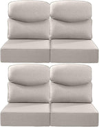 Luxury 22x24/22x25 6-Inch Smile Patio Dining Chair Cushions Set of 4 - Heavy Duty Water Slashproof Outdoor Seat Cushion for Outside Furniture Set Swivel Chairs Loveseat L-Shape Sofa - Beige