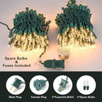 Vigdur 2 Pack 13ft 50 Clear Outdoor String Lights on Green Wire Cord, UL Approved for Indoor/Outside Use, Connectable 120V Clear Outdoor Lights for Xmas Patio Home Party Garden Decor(Green)