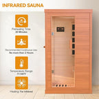 HUGROVE Far Infrared Wooden Sauna, Bluetooth Speakers & 5 Heating Panel, 900W Aucoumea Klaineana Dry Sauna for Home, Intelligent Control Panel and Tempered Glass Door