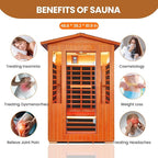 Outdoor Sauna 2 Person Sauna Infrared Saunas Dry Sauna Room 2080W/110V Low EMF Outer Board Red Cedar/Inner Board Fir Wood, Oxygen Bar, Speaker, LCD Control Screen, LED Lights - 48.8*38.2*81.9 in