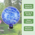 Lily's Home Glass Gazing Ball, A Colorful Addition to Any Garden or Home, Ideal As a Housewarming Gift. 10 Inch (Calming Water)