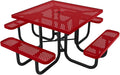 COATEDOUTDOORFURNITURE Heavy-Duty Portable Outdoor Picnic Table with Umbrella Hole, Punched Steel Commercial-Grade Patio Dining Furniture Made in America (46" Square Top, Textured Red)