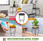 15" Tall Metal Plant Stand, 8" Wide Round Plant Stand for Flower Pot Rustproof Iron Plant Holder for Indoor Outdoor Use, Easy Assemble Flower Stand for Home Garden Display Greenery (Round 2pcs)