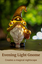 Solar Garden Gnome Statue, 7.67" Tall — Outdoor Resin Garden Statue for Yard, Backyard, Patio, Porch, Lawn; Garden Decor, Gnome Gifts, Birthday Gifts for Women