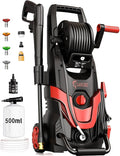 LANCHEZ Pressure Washer 4800PSI with 4 Quick Connect Nozzles, Inlet Hose & Filter&500ML Foam Cannon, Power Washer for Cars/Fences/Driveways/Patios/Home Cleaning (Red)