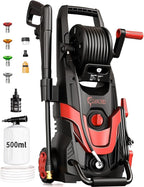 LANCHEZ Pressure Washer 4800PSI with 4 Quick Connect Nozzles, Inlet Hose & Filter&500ML Foam Cannon, Power Washer for Cars/Fences/Driveways/Patios/Home Cleaning (Red)