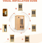 2 Person Infrared Saunas for Home, 2 Person Sauna Hemlock Wood Low EMF FAR Dry Sauna Indoor Saunas for The Home, with Colored Lights 1750W, Room:76.37 * 38.58 * 43.7Inch