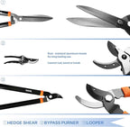 E&K Sunrise Set of 3 Pieces Garden Tree Tools for Lawn & Garden Care Garden Kit with Lopper, Hedge Shears and Pruner Shears, Tree & Shrub Care Kit