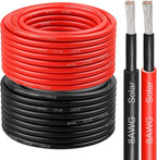 8 AWG Solar Cable 10FT Red + 10FT Black Tinned Copper Wire, 8 Gauge Solar Panel Wire for RV, Automotive, Trailer, Marine, Outdoors