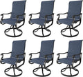 Amopatio Patio Swivel Chairs Set of 6, Outdoor Swivel Rocker Dining Chairs with All Weather Textilene High Back & Metal Frame, for Backyard Deck Lawn Garden, Navy Blue