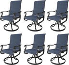 Amopatio Patio Swivel Chairs Set of 6, Outdoor Swivel Rocker Dining Chairs with All Weather Textilene High Back & Metal Frame, for Backyard Deck Lawn Garden, Navy Blue