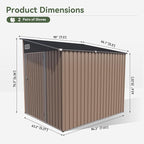 Aoxun 7x5 FT Lean to Shed Garden Metal Storage Shed with Lockable Doors Outdoor Bike Shed for Backyard, Patio, Poolside (Brown)