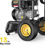 BLUBERY 3500PSI Gas Pressure Washer, 2.6GPM 212CC Heavy Power Washer, 30Ft High Pressure Hose&Soap Tank, 5 Adjustable Nozzles, Cleaning for Driveway/Concrete/Vinyl Fencing,Max
