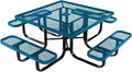 COATEDOUTDOORFURNITURE Heavy-Duty Portable Outdoor Kids Table with Umbrella Hole, Expanded Metal Kids Picnic Table, Commercial-Grade, Made in America (46 in, Square, Childrens, Light Blue)