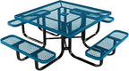 COATEDOUTDOORFURNITURE Heavy-Duty Portable Outdoor Kids Table with Umbrella Hole, Expanded Metal Kids Picnic Table, Commercial-Grade, Made in America (46 in, Square, Childrens, Light Blue)