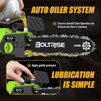 12 Inch Cordless Brushless Electric Chainsaw, 2 × 4.0Ah Batteries & Auto Oiler Security Lock, 42 FT/S Powered Compact HandHeld Chain Saw, for Tree Trimming, Wood Cutting Garden, Pruning