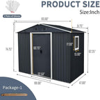 8x4 ft Outdoor Metal Storage Shed with Floor Foundation and Window, Lockable Galvanized Steel Tool Shed with Sliding Door and Air Vent, Waterproof Garden Storage House for Backyard, Patio