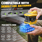 Real 200W Portable Power Inverter Compatible with DeWALT 20V, LIVOWALNY Outdoor Generato Battery Converter 2 USB & AC Battery Powered Outlet, DC 20V to AC 110V-120V Power Station (Tool Only)