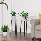 Plant Stand Indoor 2 Pack: Corner Wood 20 Inch Plant Stand Mid Century Modern Decor - Small Round Plant Table for Indoor Plants - Outdoor Plant Holder for Patio Living Room Bathroom Office (White)