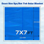 BigXwell Solar Pool Cover, Hot Tub Bubble Blanket,16-mil 7x7 Foot Square Spa Cover Hot Tub Solar Blanket, Heavy-Duty Heat Retaining Thermal Blanket
